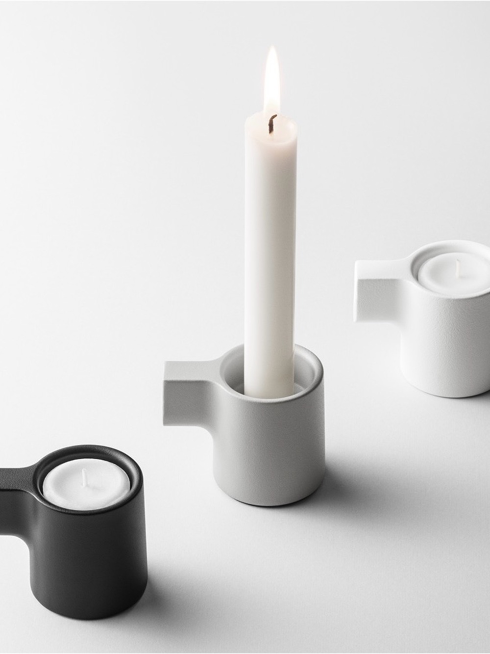 Box Set Of 3 minimalist IKEA YPPERLIG tealight and taper candle holders 2” New
